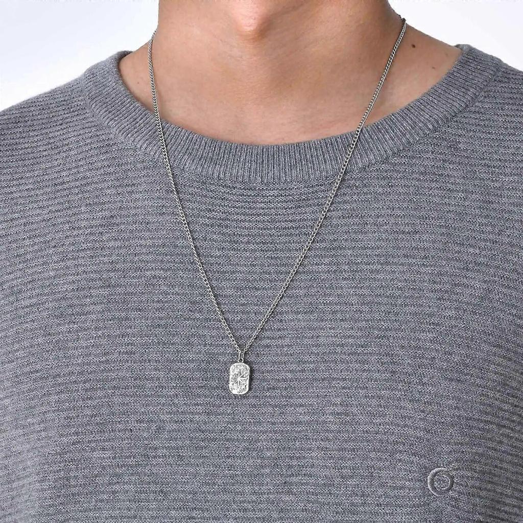Mens Dog Tag Necklaces Stylish Hammered Stainless Steel Eight Point Star Pendant Collar Birthday Party Gifts for Him