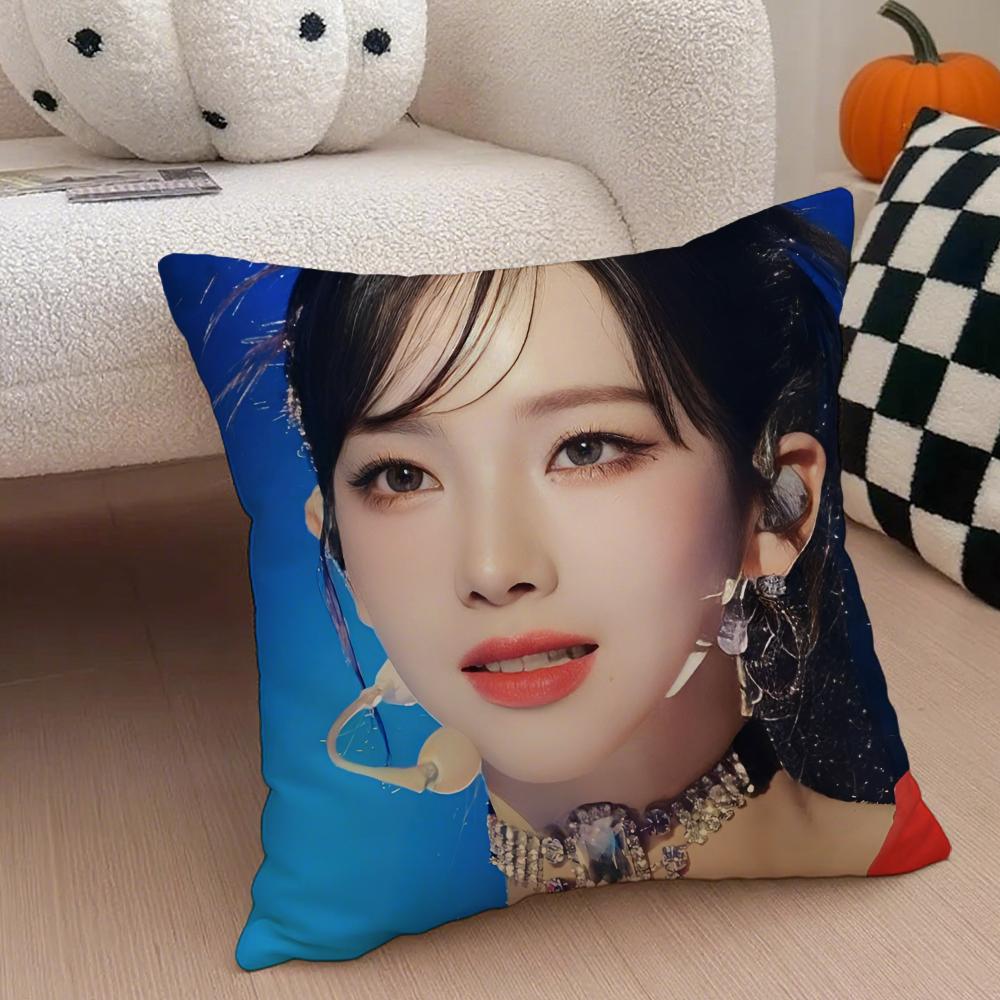 Elegant Korean Beautiful Singer KKarina Cushion Cover Throw Pillow Cover Hidden Button Durable Polyester Chair Cushion