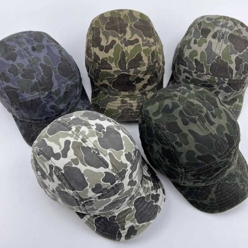 Amerikanische Retro Camouflage 5-Panel Baseballkappe Damen Funktionale Winddichte Koreanische Breitkrempige Sportmode Hip-Hop Partnerkappe