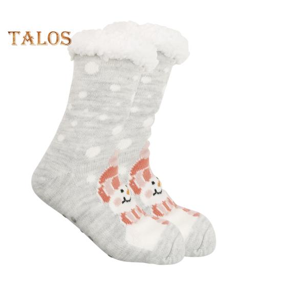 1 Paar Wintersocken mit Cartoon-Weihnachtsmann- und Elch-Print, mit Plüsch gefüttert, wärmespeichernd, Weihnachts-High-Tube-Socken, Beinwärmer, Herbst-Winter-Bodensocken, Weihnachtsgeschenk