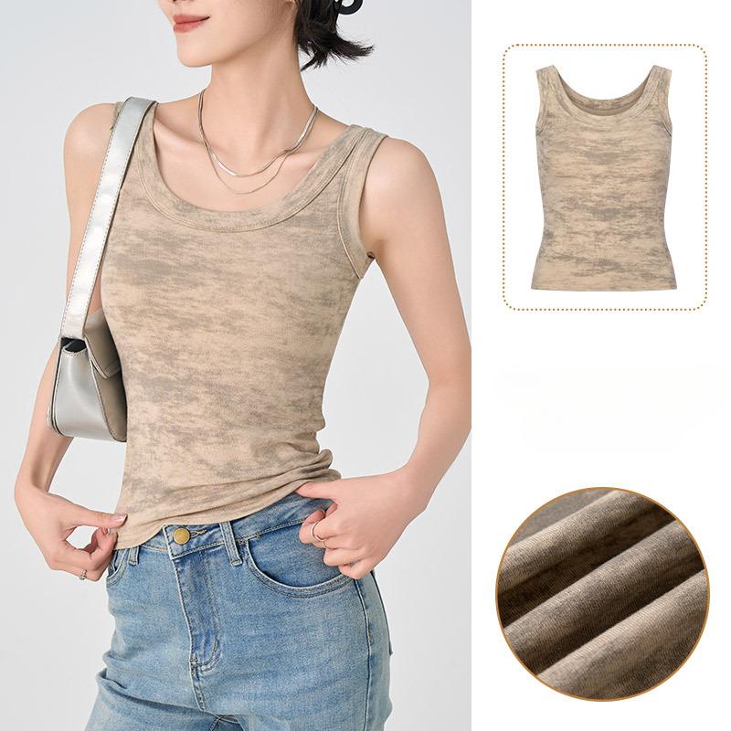 Colete elegante casual e estiloso H352, camiseta, parte de baixo, parte de baixo, roupa externa, camiseta de verão, skinny, amarelinha, marca d'água, sem mangas, feminina