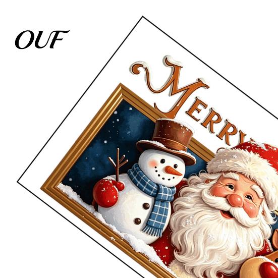Holiday Party Wall Decorations Christmas Stickers, Santa Claus Reindeer And Snowman Decals with Photo Frame Design, Removable PVC Self-adhesive