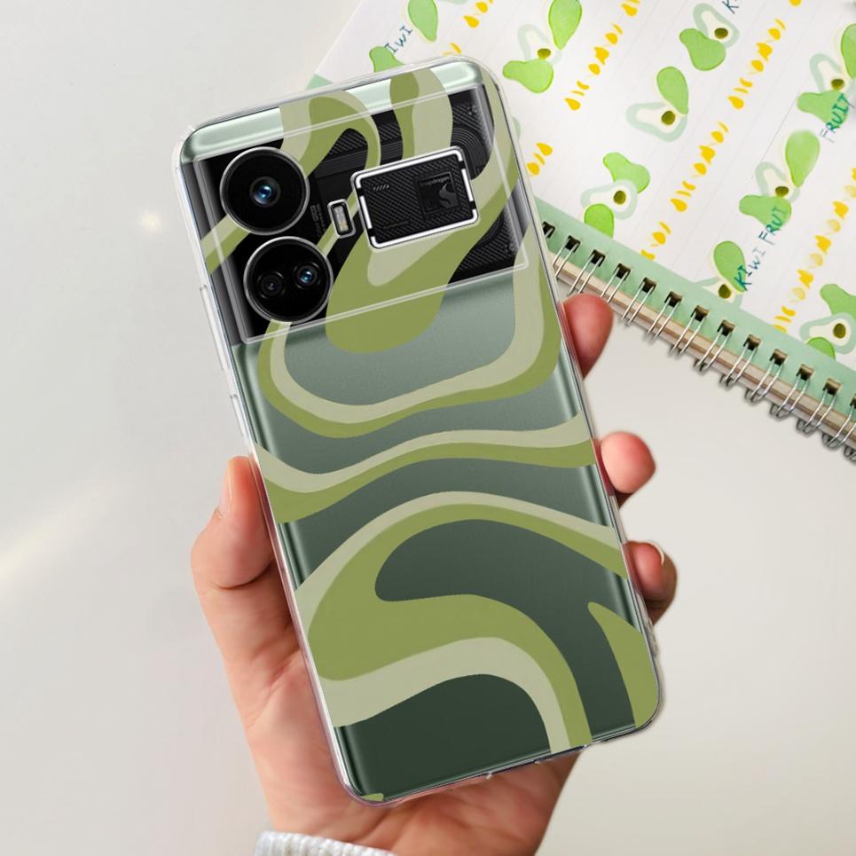 Pro Realme GT5 Pouzdro Průhledné Silikonové Měkký TPU Kryt Pro OPPO Realme GT 5 RealmeGT5 Pouzdra Květinové Mramorové Želé Nárazník Coques