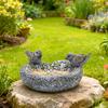 Bird Feeder Resin Garden Birdbath Bowl with Waterproof Design Hand-Painted Stone Texture Decorative for Outside Yard Table Decor