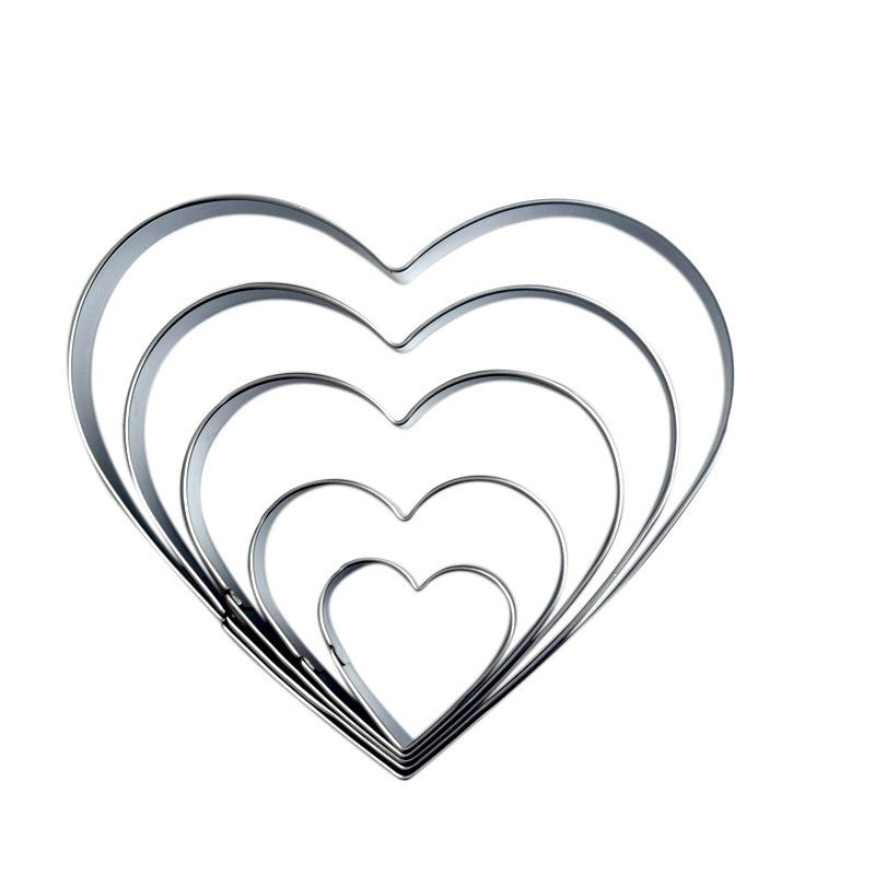 5-Piece Stainless Steel Heart Cookie, Vegetable & Fruit Cutter Set - Valentine's Day Special