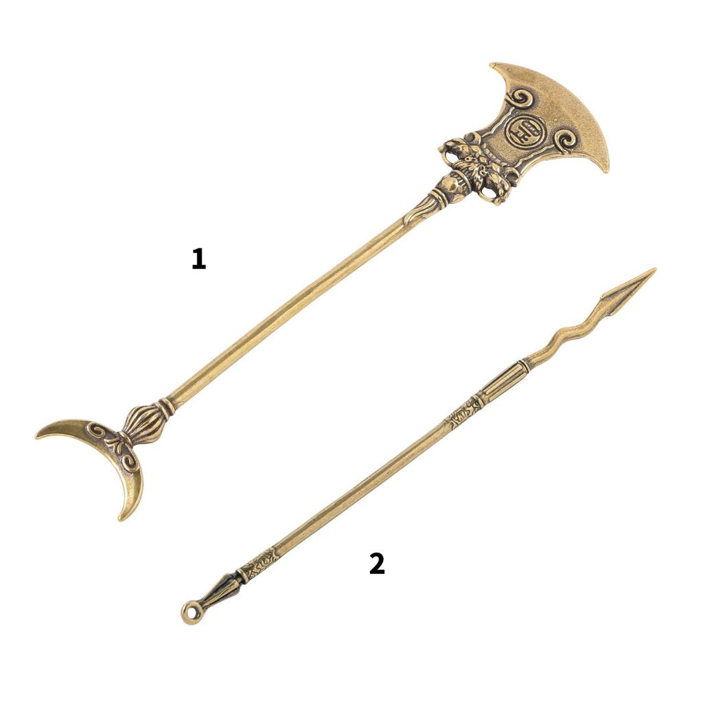 Antique Brass Keychain Classic Water Margin Weapon Replica Miniature Spear Ornament For Collectors And Fans