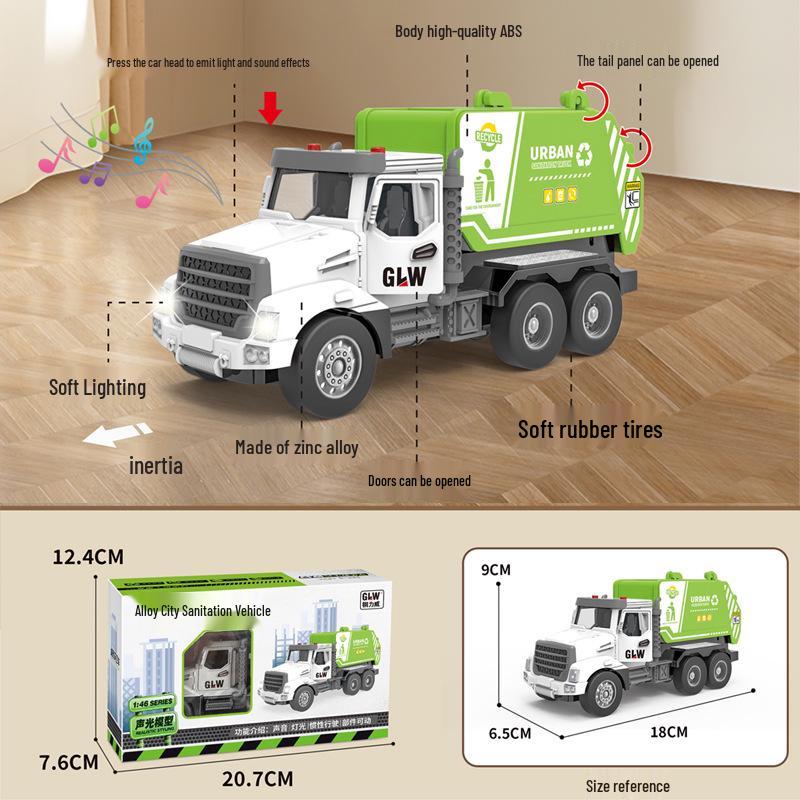 Douyin Alloy Children's Crane & Excavator: Inertial Sound & Light Mixer Truck Model