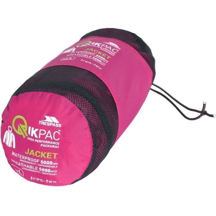 Veste de randonnée imperméable - Trespass - Qikpac - Manches longues - Rose - Sasparilla