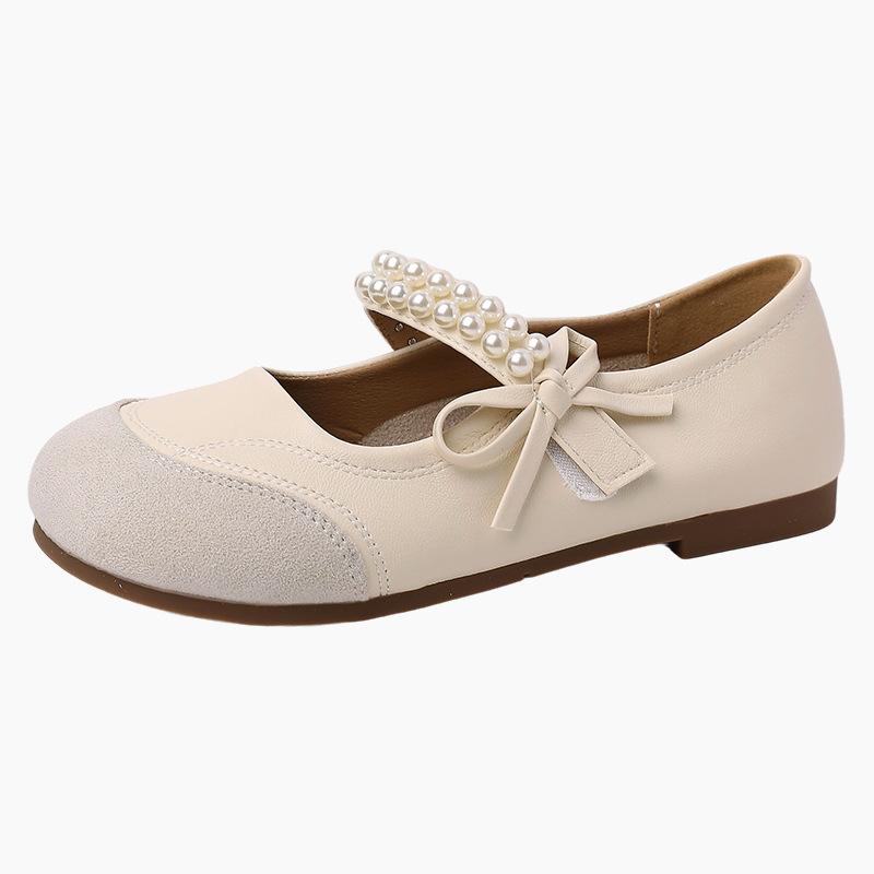 French temperament beautiful pearl one-word belt single shoes women's 2025 spring and summer new ballet shoes flat Mary Jane shoes