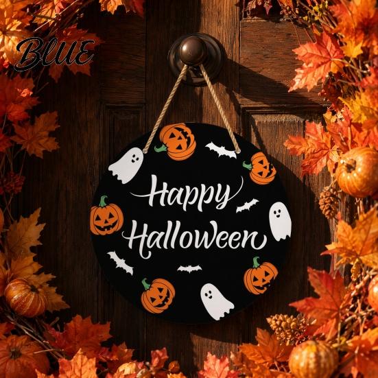 Halloween Door Sign Hanging Sign Wooden Front Hanger Wreath Cute Durable Ghost Welcome for Porch Wall Indoor Home Decoration