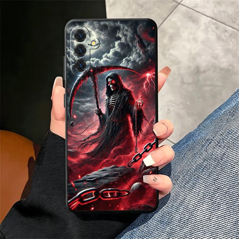 Death Grim Reaper Skull Scythe Soft Phone Case for Samsung A17 A37 A57 A16 A26 A36 A56 A15 A25 A35 A55 A14 A24 A34 A54 A13 A23 A