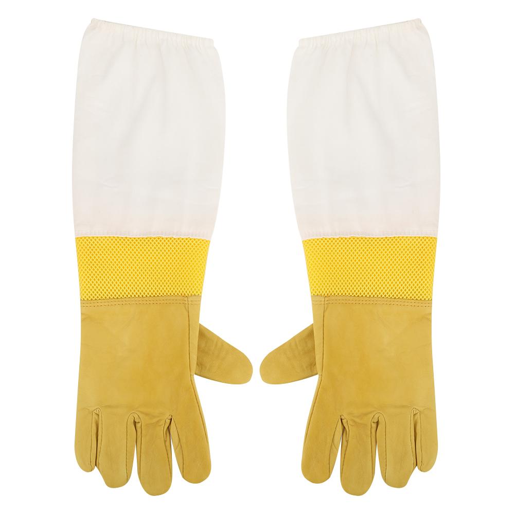 Pair Breathable Anti Bee Anti Sting Bee Gloves Long Sleeves Elastic Cuff with Mesh Beekeeper Protective Tool(XL )