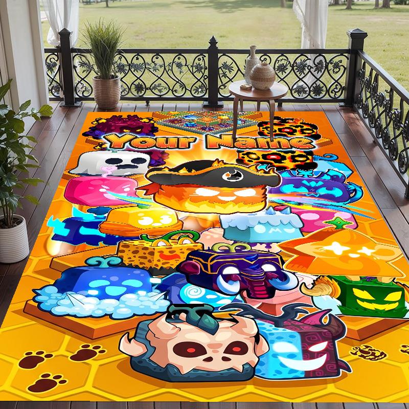 Custom Text Blox Fruits Pattern Floor Rug Soft Indoor Carpet Mat Living Room Bedroom