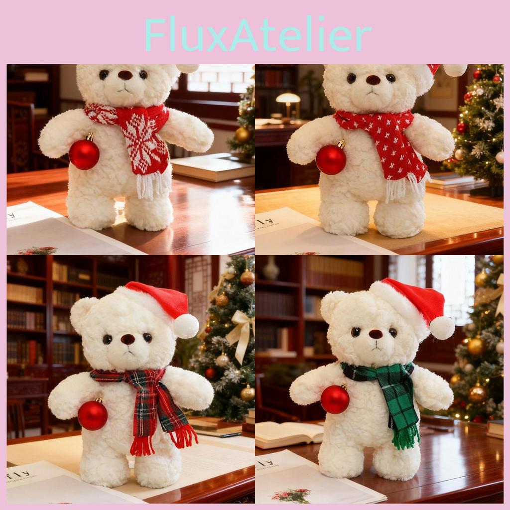 Plush Bear Toy With Scarf And Hat Decor For Kids Christmas Gift And Birthday Present