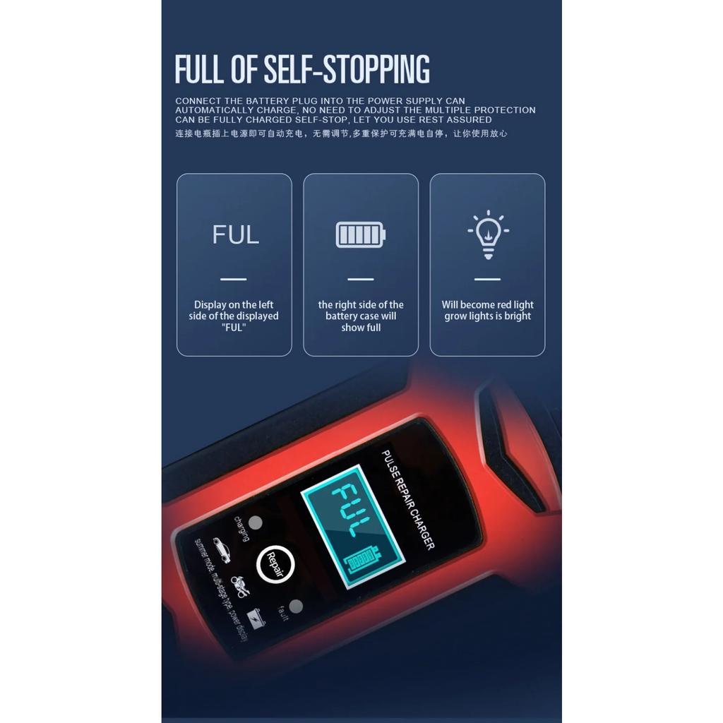 2V 6A Autobatterieladegerät Intelligent Schnellladung Impulsreparaturtyp Vollautomatischer Stopp Dual-Modus Blei-Säure für Motorrad LKW