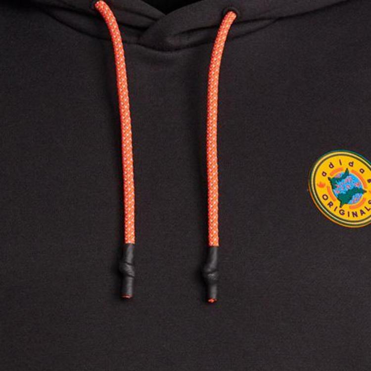 Adidas Originals Trefoil FW22 Graphic Logo Drawstring Hoodie With Long Sleeves Men Hoodie Black II8477