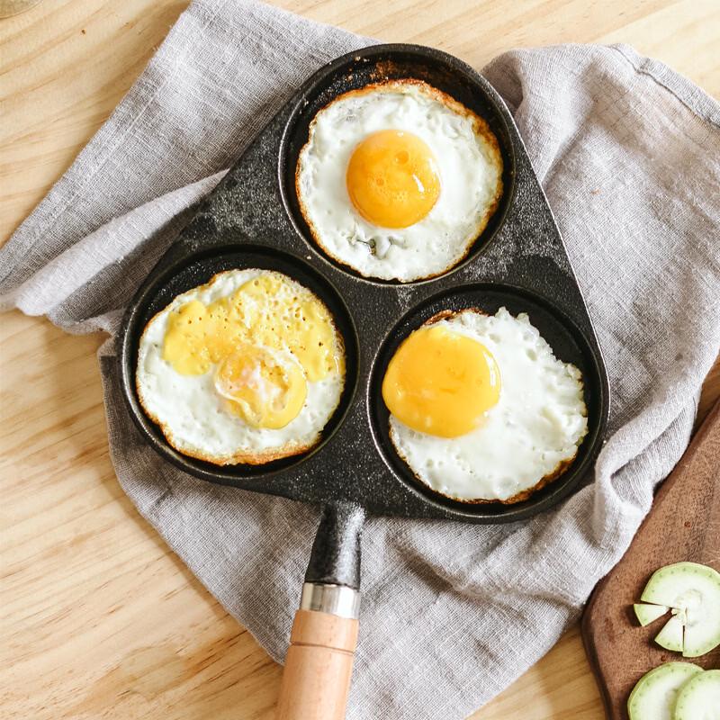ZISIZ 3-Hole Cast Iron Egg Frying Pan
