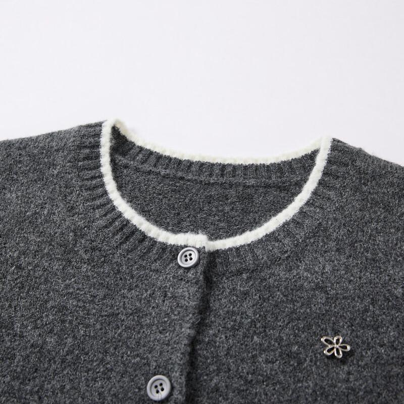 Girls' Light Gray Academic Style Knit Set