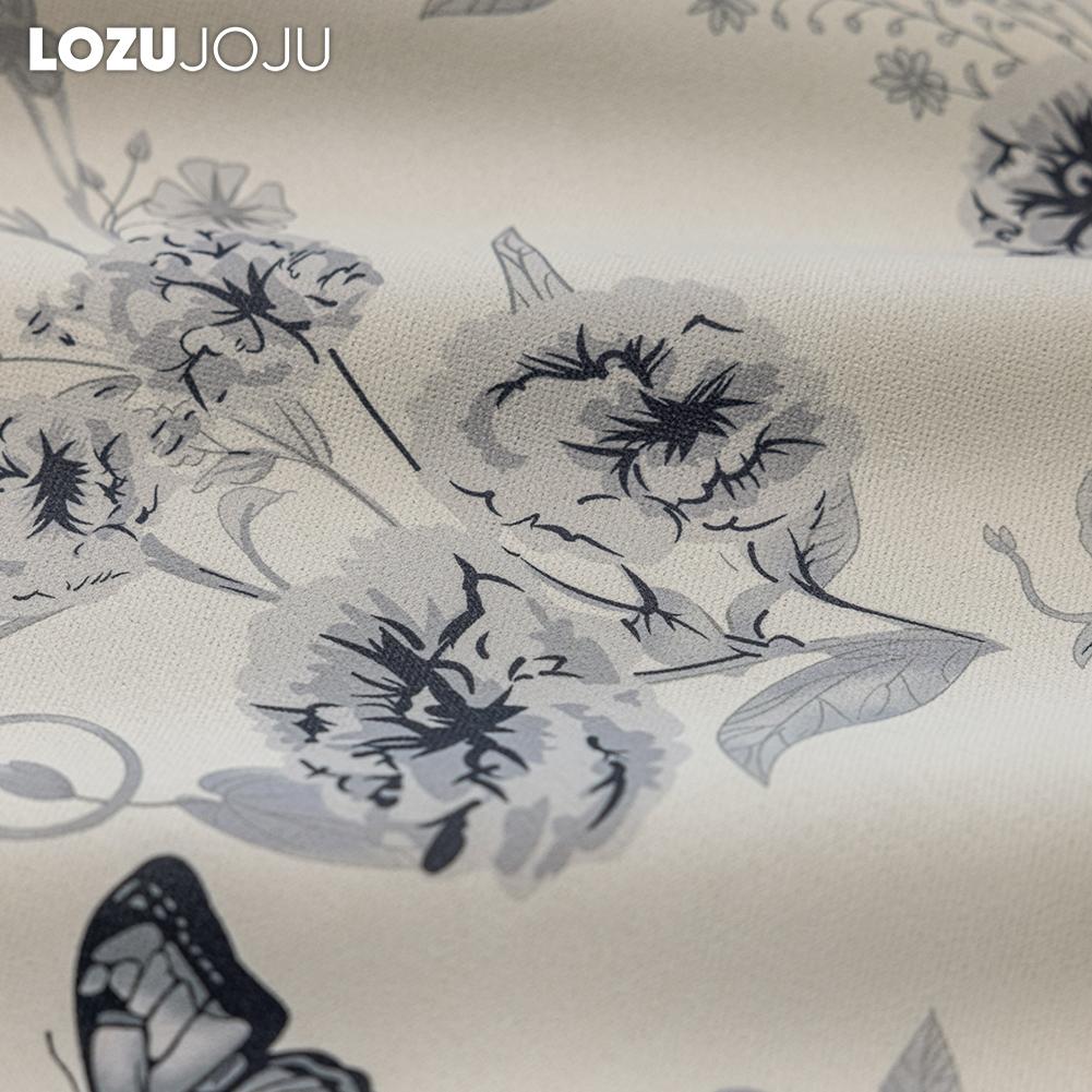 1PC LOZUJOJU 70-80% Blackout French Romantic Style Butterfly Print Pattern Ruffle Edge Curtain for Bedroom Living Room Home Decor