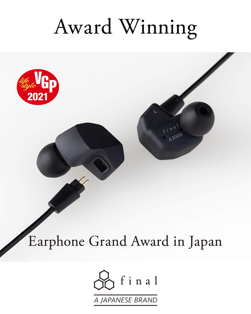 Final A3000 [FI-A3DPLDN] In-Ear Wired 2-Pin Earphones, Winner of the VGP 2021 Earphone Grand Prize