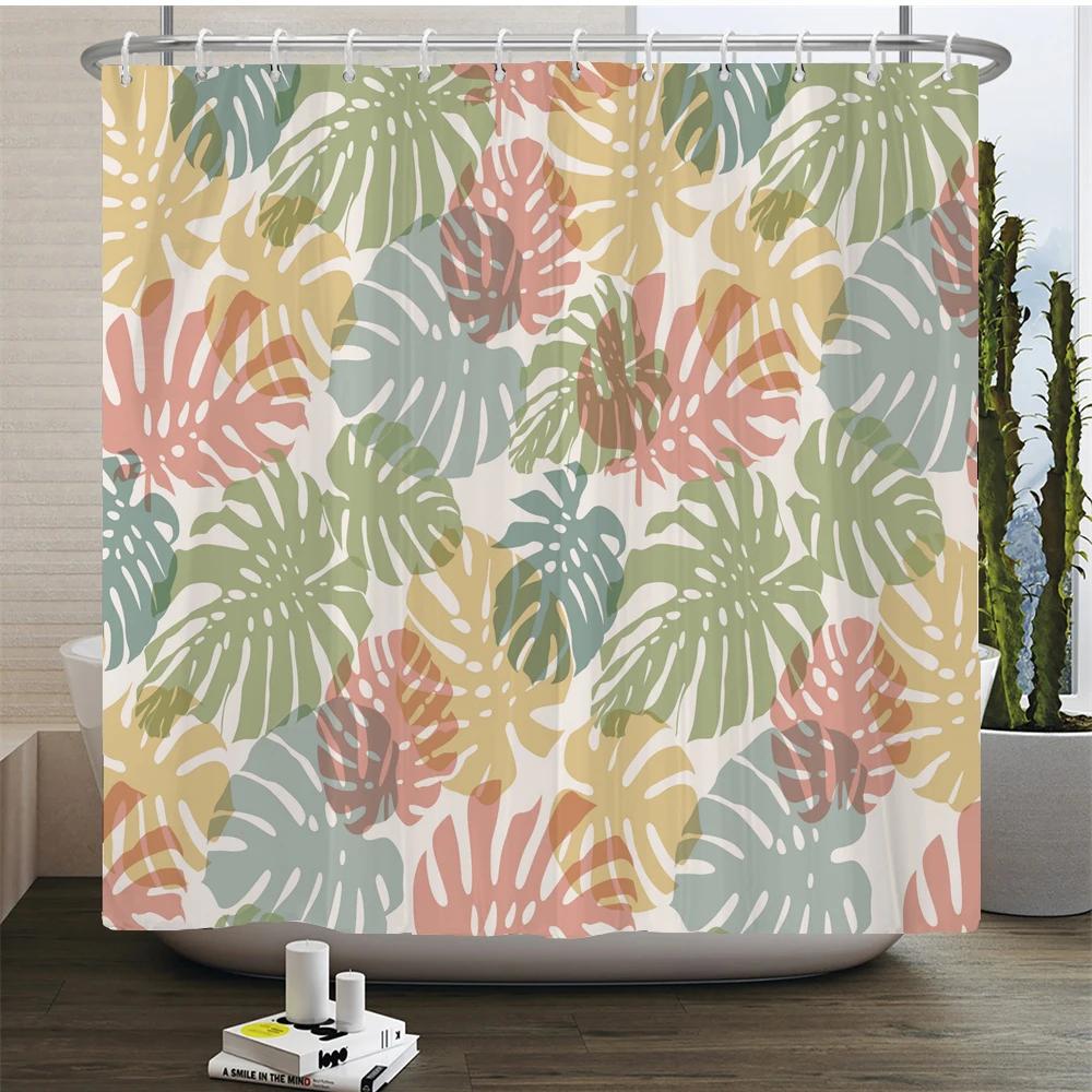Elegant Flowers Shower Curtain 180x180cm Floral Shower Curtain Polyester Bath Curtain Bathroom Decor Machine Washable With Hooks