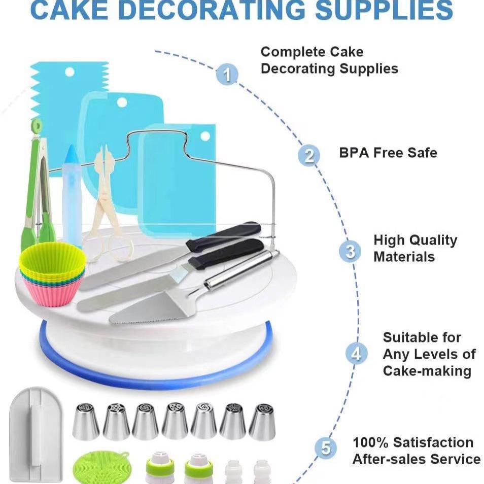493-Piece Cake Decorating and Piping Tool Set with Turntable