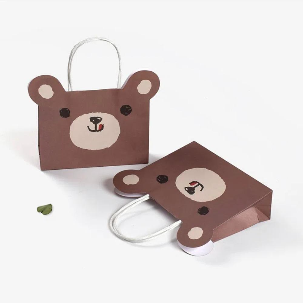 5 Stück mit Griffen Verpackungsbeutel Frosch Hund Katze Papier Süßigkeitstüten Niedliche Papiertüten Süßigkeiten