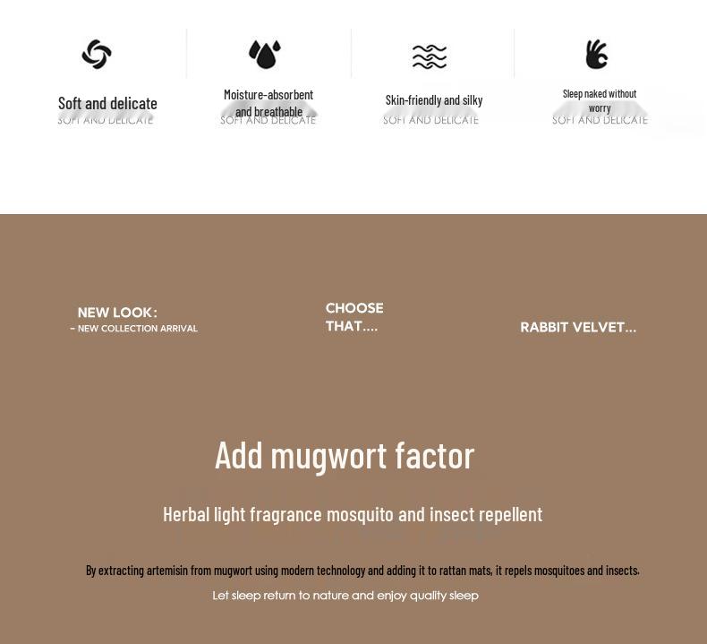 Summer Artemisia Rattan Three-Piece Foldable Double Bed Mat Set