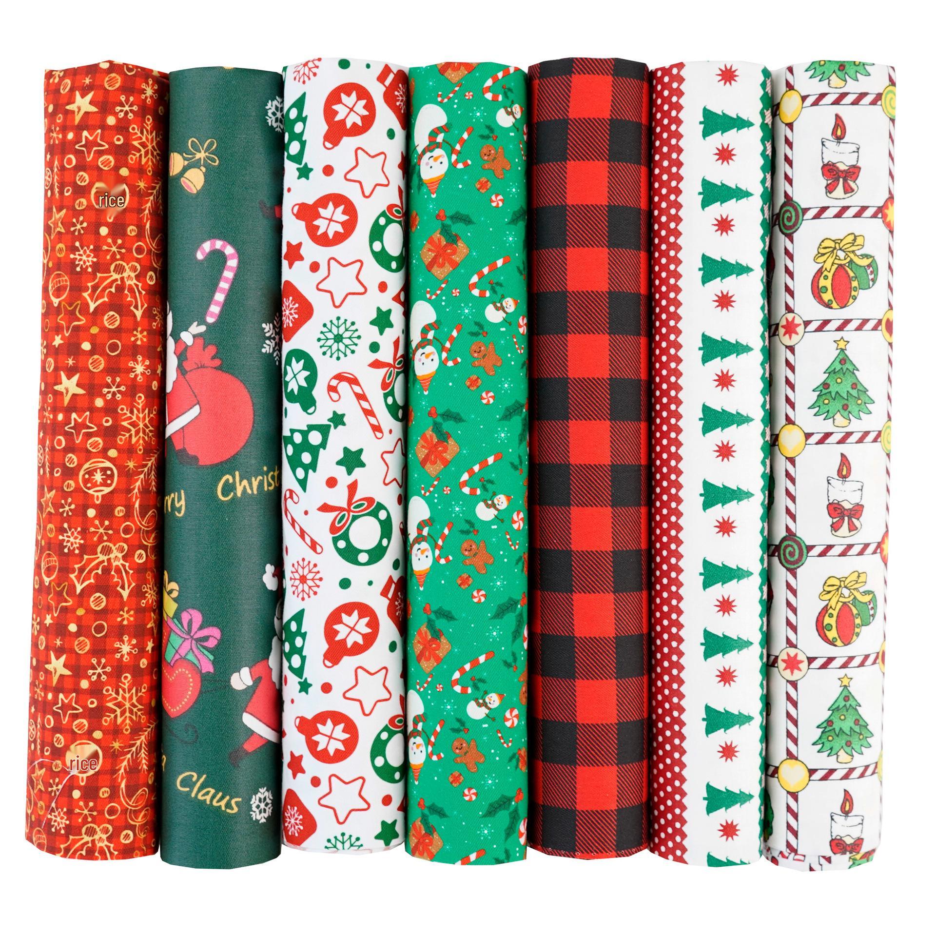 

Набор лоскутной ткани 7 цветов: Хэллоуин и Рождество Цветочные Хлопковые Лоскуты, Гингем Подкладка Ручной Работы DIY.