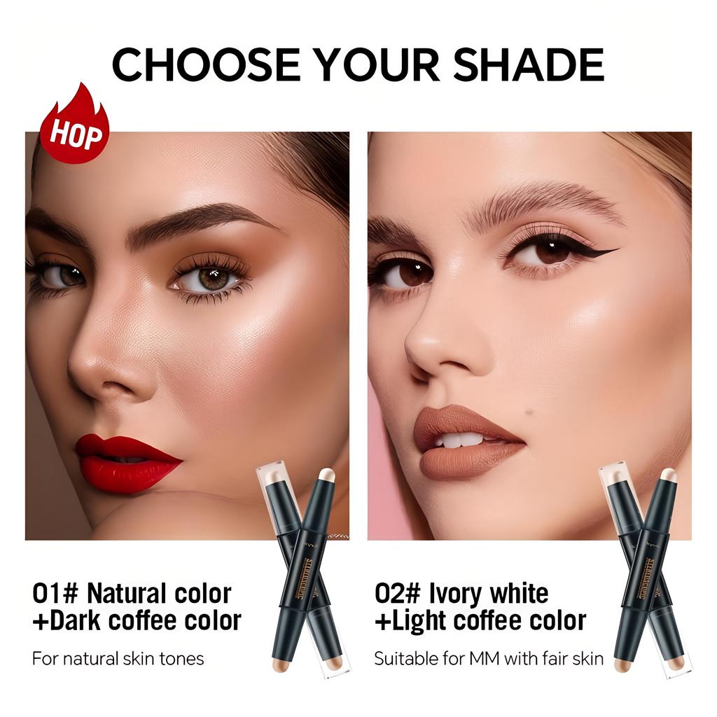 Contouring Stick With Double-headed, Dual-purpose Concealer Highlighter For Three-dimensional Nose Bridge Shadow V Face High Nose Bridge Face Makep