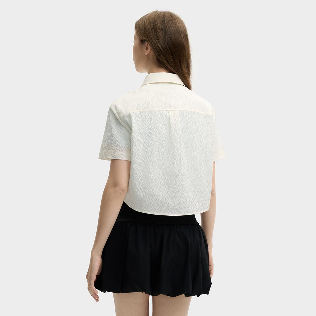 Fila Original Versatile Fashion Casual Simple Comfortable Short Sleeve Shirt Women Tops Steam-White F51W529403F-IV