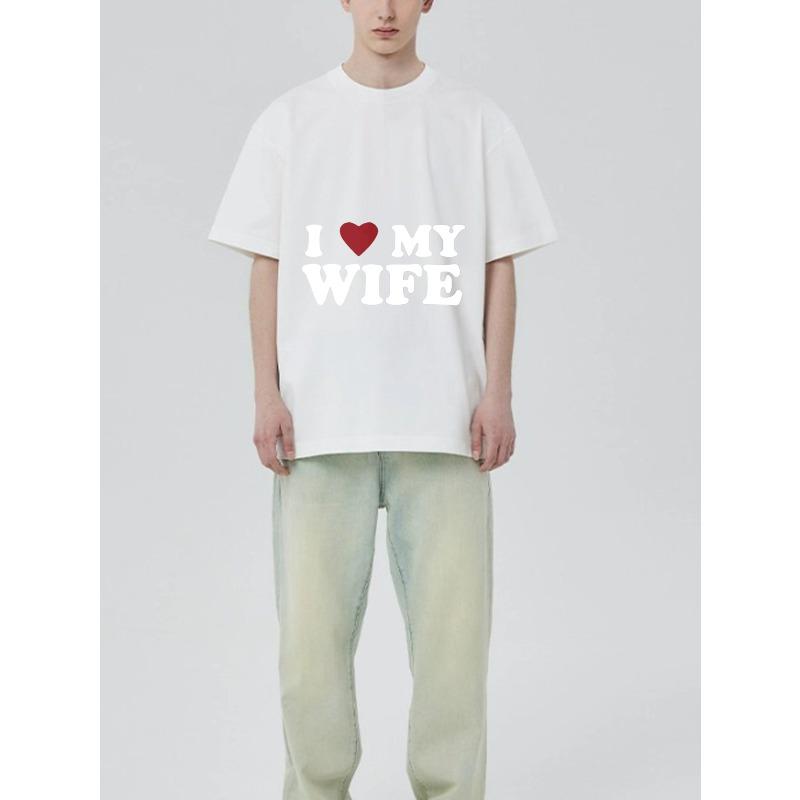 I Love My Wife T-Shirt Black Heart and Text Print for Couples Valentine Day Gift