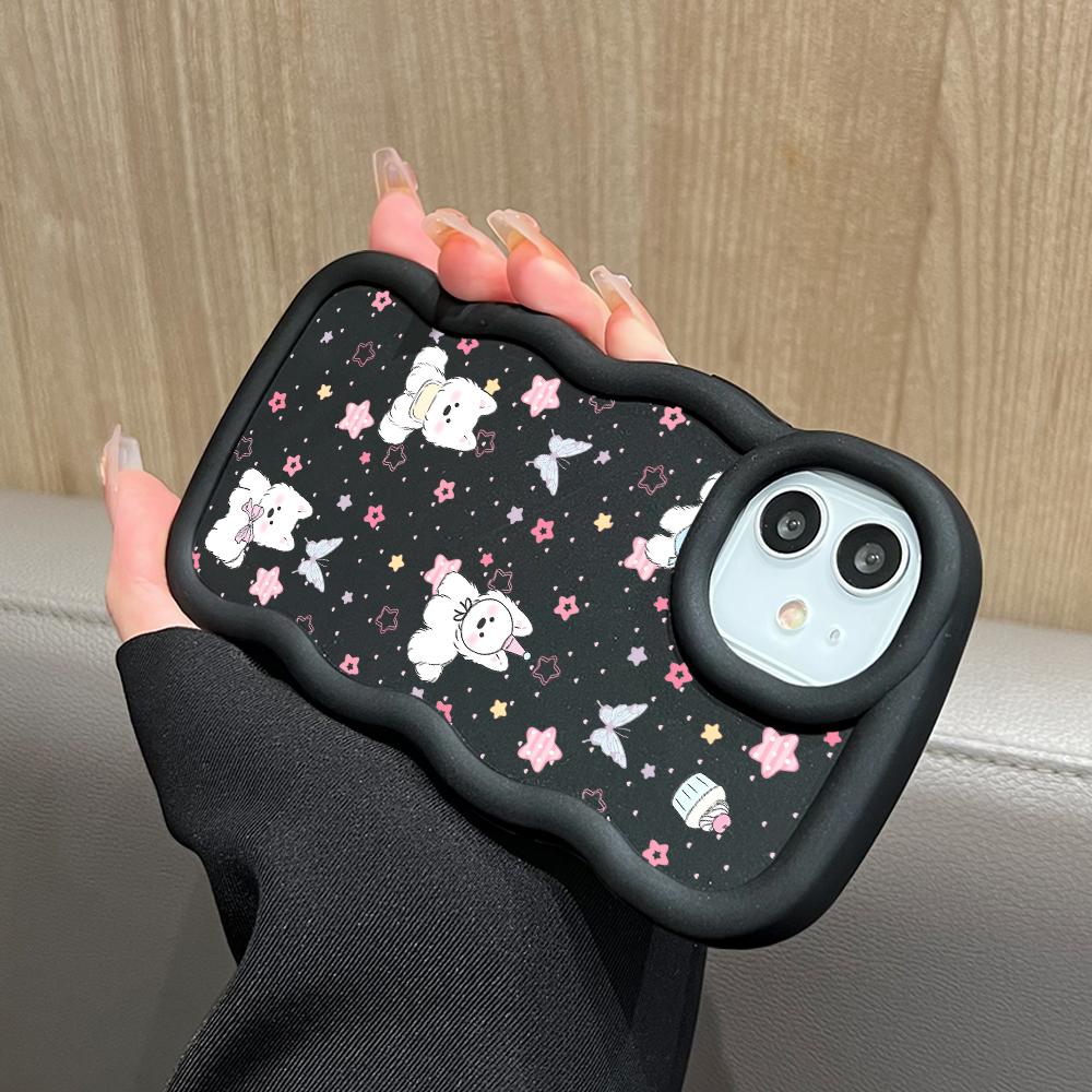 Funda de silicona suave con borde de ola grande y patrón pintado, color macarrón, a prueba de golpes, protectora de goma para iPhone, Huawei, Honor, Infinix y Tecno.
