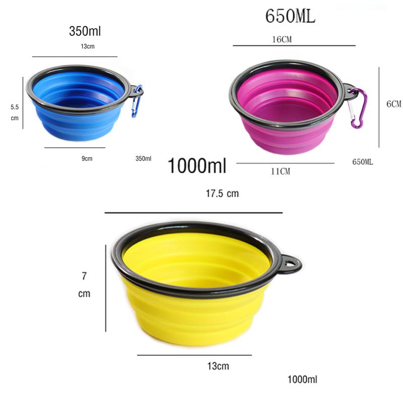 350\650\1000ml Ciotola Grande Pieghevole per Cani Accessori da Viaggio Ciotola per Cibo per Cuccioli Accessori da Viaggio Contenitore per Gatti Bottiglia d'Acqua