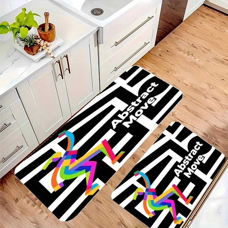1PC Abstract Move Pattern Kitchen Rug Non-Slip Door Mat Pop design Bathroom Rug Bath Mat Carpet for Home Sink Laundry Decor
