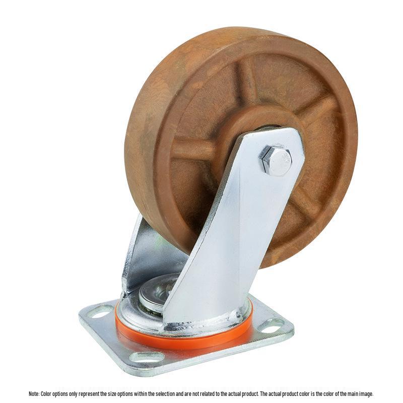 Heavy-Duty High-Temperature Resistant Casters: 4", 5", 6", 8" Wear-Resistant Glass Fiber Nylon Oven Swivel Casters, 300-Degree Brown-Red.