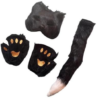 Animal Costume Cats Mask Cats Paws Gloves Cats Tail Set Cats Costumes Accessories for Halloween Cosplay Party Decors