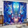 Wild Wolf Animal Round Shiny Moon Budget Friendly Curtains Blinds Suitable for Living Area Kids Bed Room Bathroom Kicthen Door Home Decoration