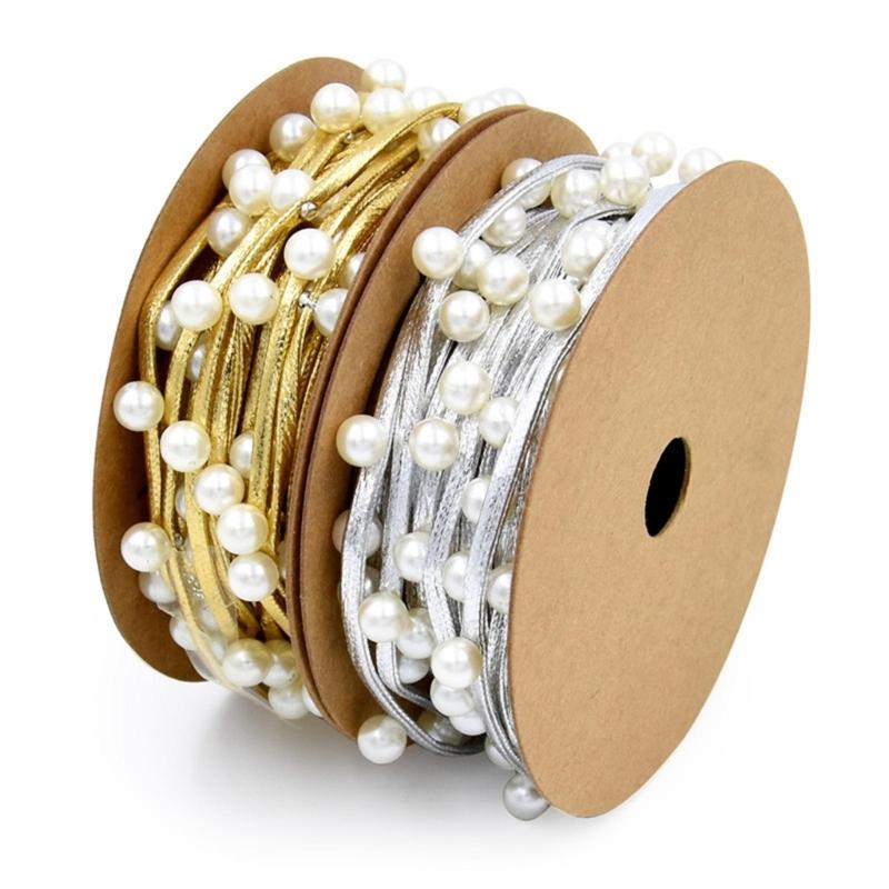 Festive Wrap Rope with Golden/ Silver Beads Christmas Beads Ribbon Perfect for DIY Crafts and Christmas Decorations