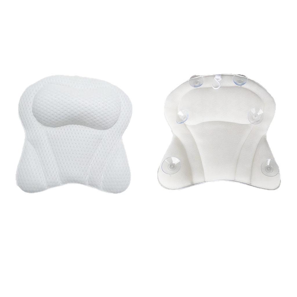 In Stock 4D Machine Washable Bath Pillow with 6 Suction Cups for Back Support