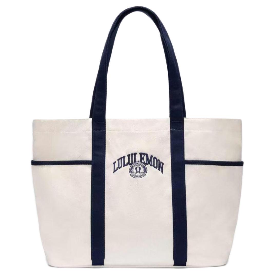 

Lululemon Daily 20L Logo Tote Bag Unisex Tote Bags Ivory Blue LU9CHRS-072201 Ivory White & Casual Blue