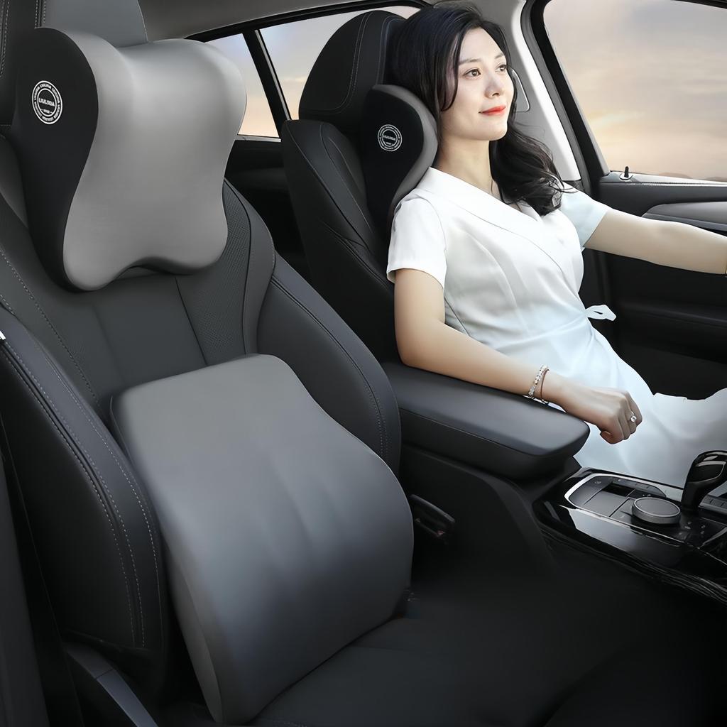 2PCS Car Headrest and Lumbar Support Neck Pillow Set Automotive Memory Foam Office Chair Headrest Fatigue Relief Travel Pillow
