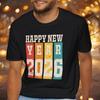 Happy New Year 2026 Unisex TShirt Retro NYE Distressed Party Simple Vintage Commuter Printed Tshirt Tops Adult Shortsleev