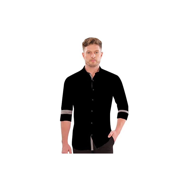 LookMark Men' Cotton Blend Stitched Solid Full Sleeve Shirt(Shirt 02M)