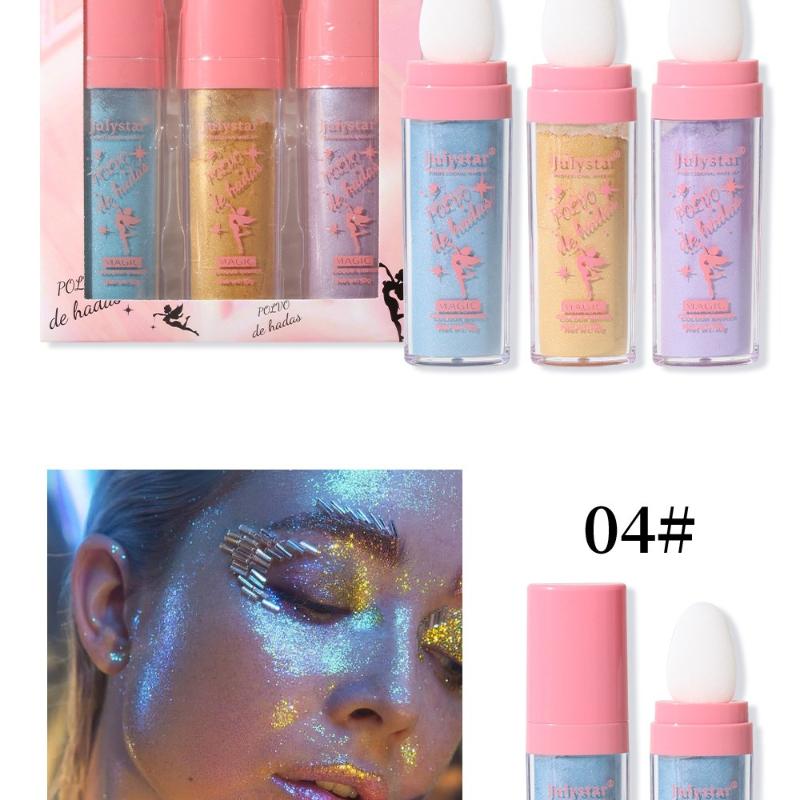 Kit 3 Pezzi Makeup naturale tridimensionale polvere illuminante fata per viso corpo abbronzatura