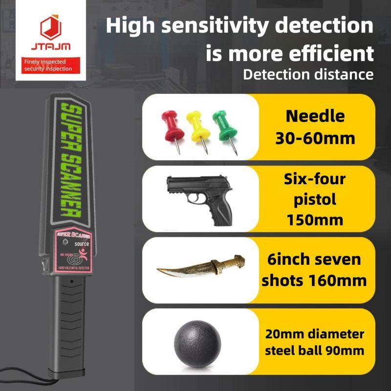 Rechargeable High Sensitivity Handheld Metal Detector Security Wand for Schools and Stations