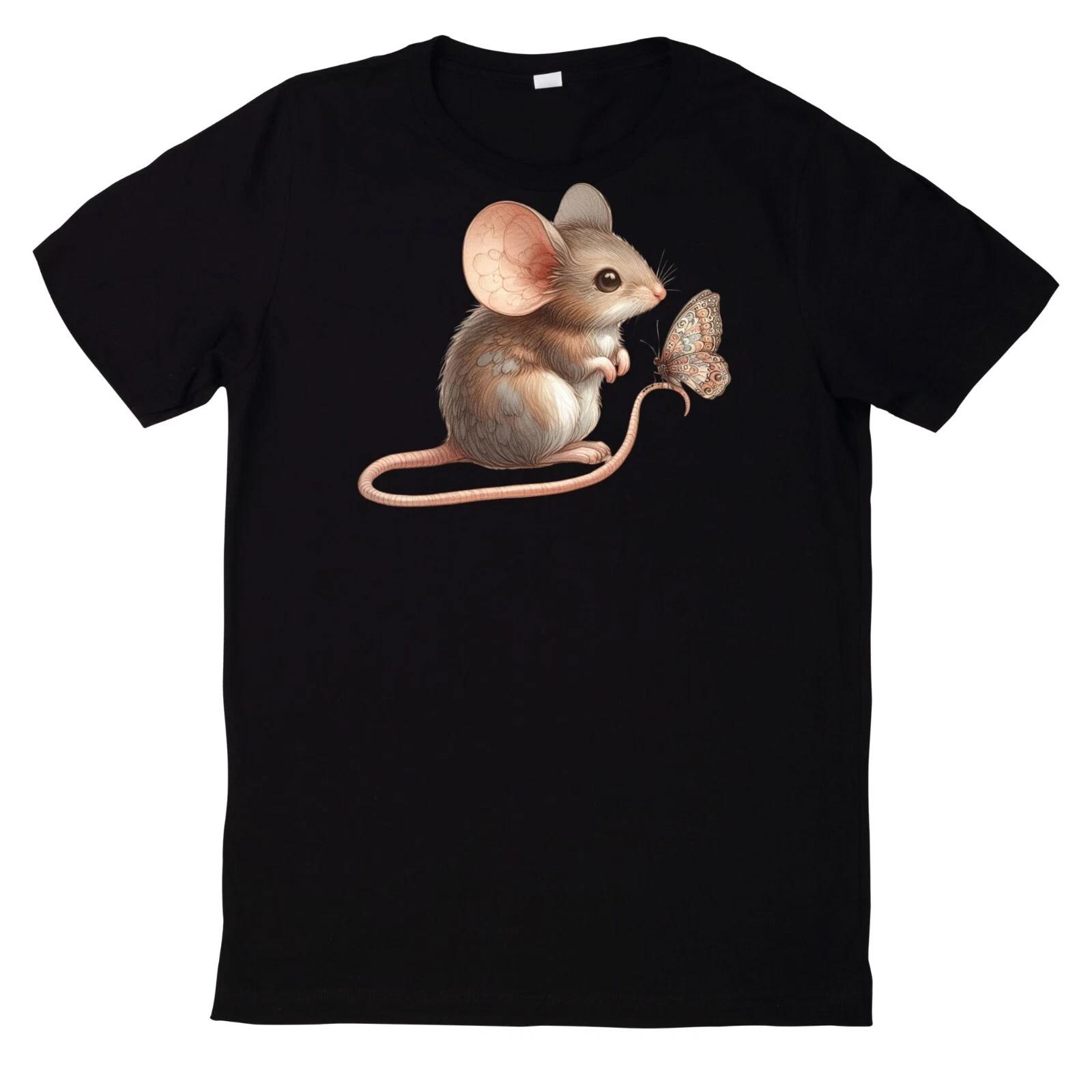 T-Shirt Maus und Schmetterling Motiv XXL