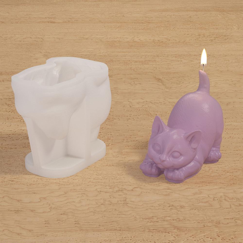 3D Pet Cat Candle Mold DIY Crafts Plaster Resin Mold Funny Animal Figurines Molds  Party Favors