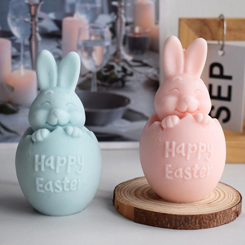 3D Bunny Egg Candle Silicone Mold Easter Resin Casting Mould for DIY Candle Making Clay Craft Plaster Home Decoration