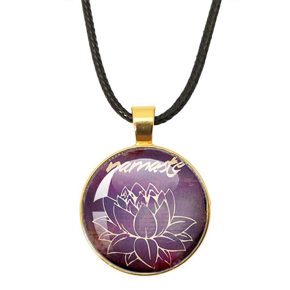 OM Yoga Jewelry Necklaces OM Symbol Buddhism Zen Unique Mandala Flower Rope Chain Glass Pendant Necklaces For Women Gift Jewelry